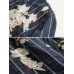 Vintage Women Cotton Linen Floral Embroidered Stand Collar Long Sleeve Long ShirtS