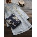 Vintage Women Cotton Linen Floral Embroidered Stand Collar Long Sleeve Long ShirtS