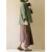 S-5XL Women Casual Loose Cotton Solid Color Long Sleeve Cardigans