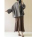 S-5XL Women Casual Loose Cotton Solid Color Long Sleeve Cardigans