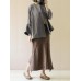 S-5XL Women Casual Loose Cotton Solid Color Long Sleeve Cardigans