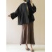 S-5XL Women Casual Loose Cotton Solid Color Long Sleeve Cardigans