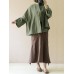 S-5XL Women Casual Loose Cotton Solid Color Long Sleeve Cardigans