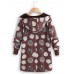 S-5XL Women Winter Hooded Polka Dot Printed Vintage Outwears Coats