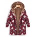 S-5XL Women Winter Hooded Polka Dot Printed Vintage Outwears Coats