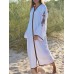 Retro Women Loose Folk Style V-Neck Long Sleeve Maxi Dress