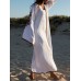 Retro Women Loose Folk Style V-Neck Long Sleeve Maxi Dress