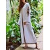 Retro Women Loose Folk Style V-Neck Long Sleeve Maxi Dress