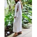 Retro Women Loose Folk Style V-Neck Long Sleeve Maxi Dress