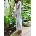 Retro Women Loose Folk Style V-Neck Long Sleeve Maxi Dress