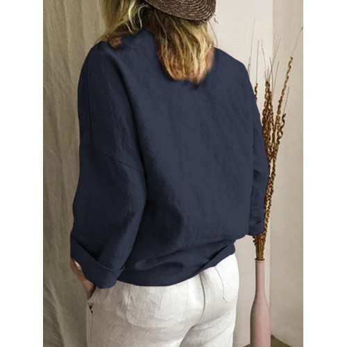 Women Long Sleeve Pocket Loose Casual Solid Color Cardigans