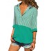 Women Long Sleeve Sexy V-neck Stripe Patchwork Autumn Casual Blouse