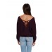 Sexy Women Solid Color Back V-Neck Cross Knit Blouse