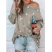 Women Long Sleeve Star Print O-neck Loose Casual Blouse