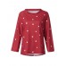 Women Long Sleeve Star Print O-neck Loose Casual Blouse