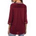 Women Casual Print V-Neck 3/4 Sleeve Blouse