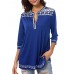 Women Casual Print V-Neck 3/4 Sleeve Blouse