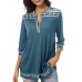 Women Casual Print V-Neck 3/4 Sleeve Blouse