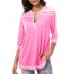 Women Casual Print V-Neck 3/4 Sleeve Blouse